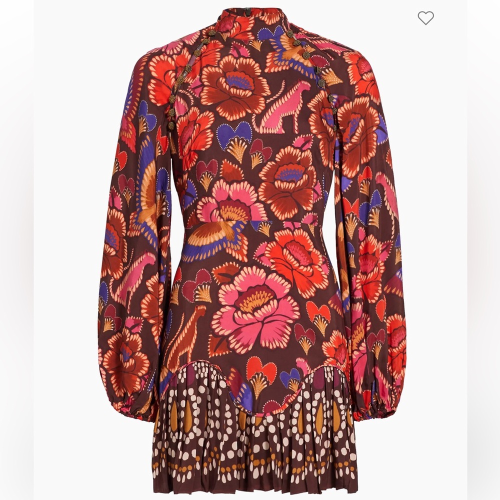 FARM Rio Bright Flora Colorful Long Sleeve
Satin Mini Dress Boho Size XL - Picture 1 of 12